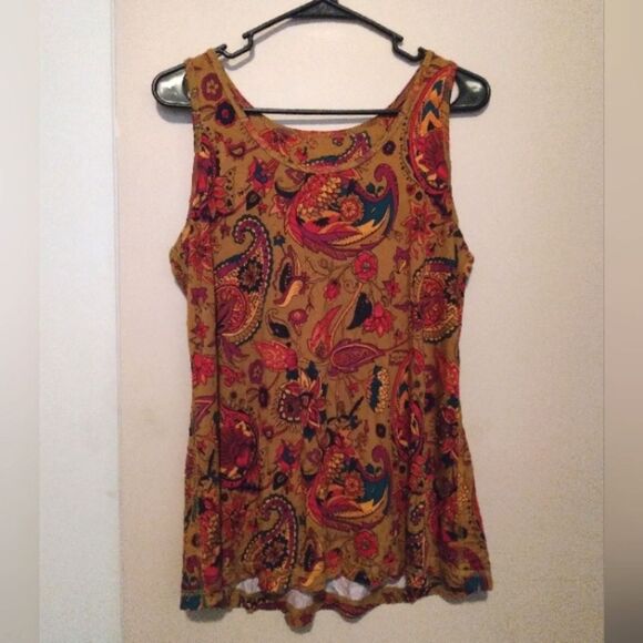 Soft Surroundings Tops - Soft Surroundings Paisley Tank Blouse Top Soft Comfy Small Tan Colorful